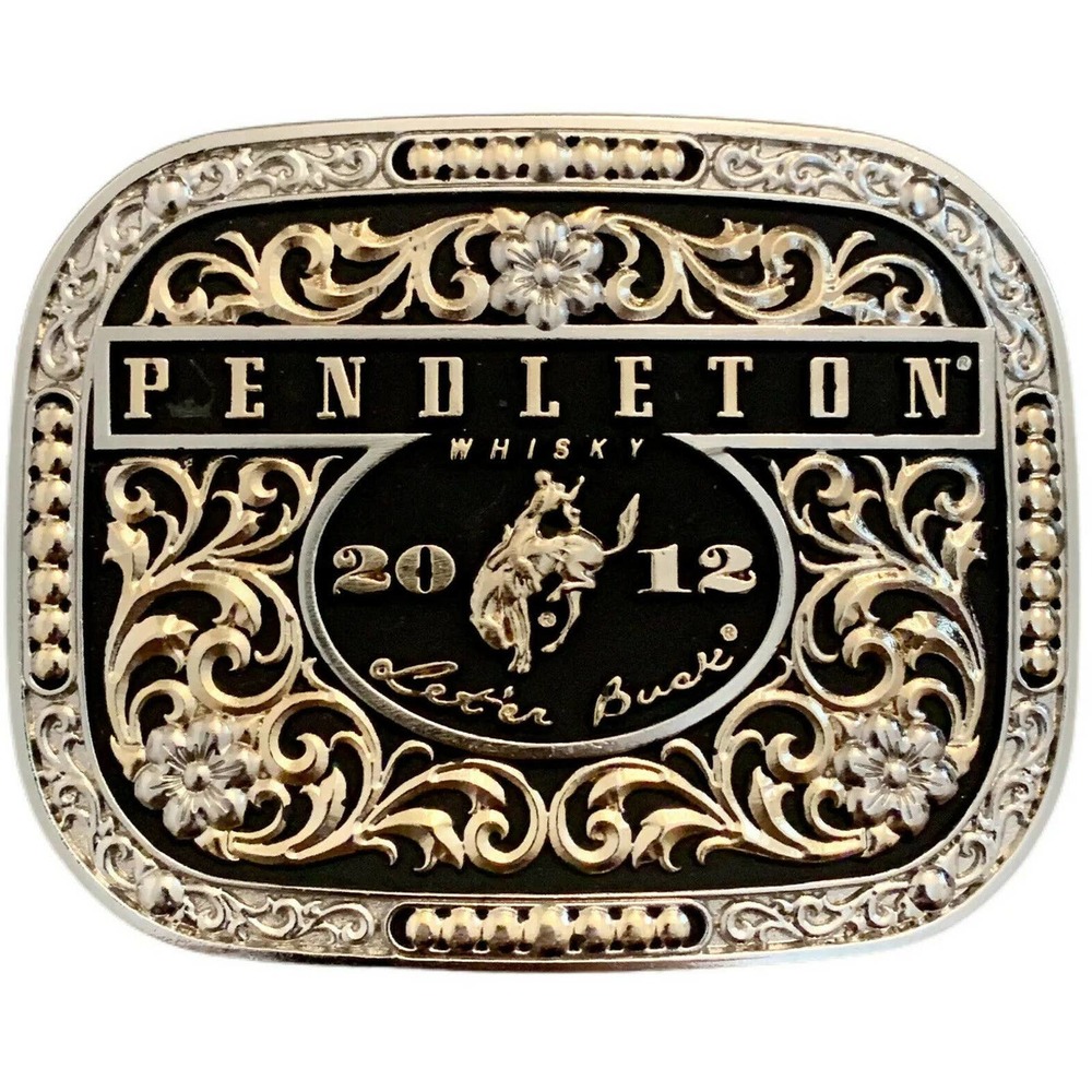 NEW 2012 PENDLETON WHISKY Let'er Buck MONTANA SILVERSMITHS Belt-Buckle Whiskey